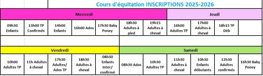 Planning cours 2025 2026